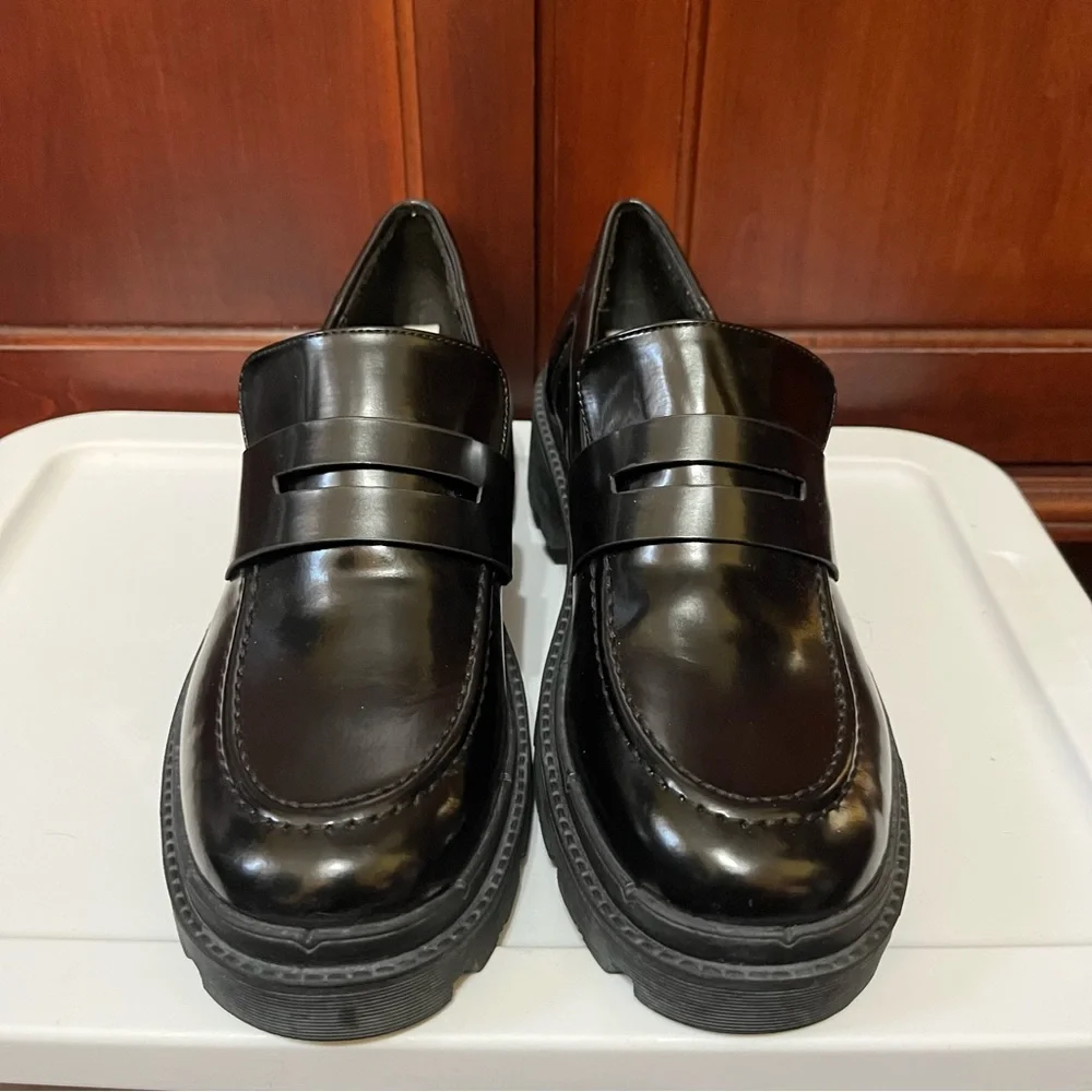 Zara Black Chunky Penny Loafers